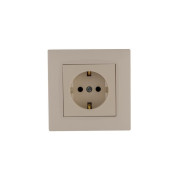 Розетка 1-м Karea RIZZ с заземл. керамика крем Makel 88010008