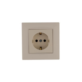 Розетка 1-м Karea RIZZ с заземл. керамика крем Makel 88010008