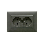 Розетка 2-я Karea RIZZ STAR без заземл. дым. металлик Makel 88050017