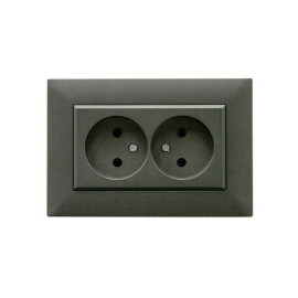 Розетка 2-я Karea RIZZ STAR без заземл. дым. металлик Makel 88050017
