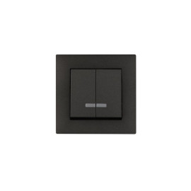 Выключатель 2-клав. с подсветкой Karea RIZZ STAR дым. металлик Makel 88050023