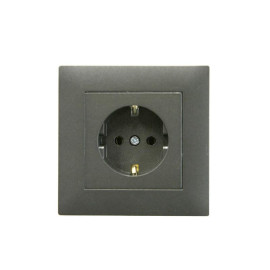 Розетка 1-м Karea RIZZ STAR с заземл. дым. металлик Makel 88050028