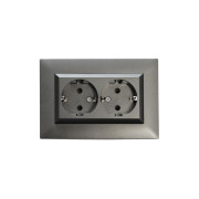 Розетка 2-я Karea RIZZ STAR с заземл. дым. металлик Makel 88050082
