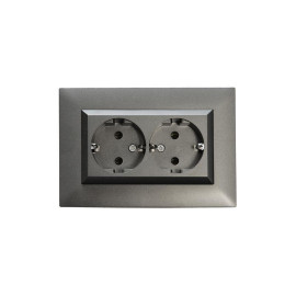 Розетка 2-я Karea RIZZ STAR с заземл. дым. металлик Makel 88050082