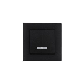 Выключатель 2-клав. с подсветкой Karea RIZZ STAR чер. Makel 88054023