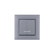 Выключатель 2-клав. с подсветкой Karea RIZZ STAR сер. Makel 88065023