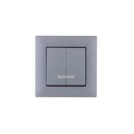 Выключатель 2-клав. с подсветкой Karea RIZZ STAR сер. Makel 88065023