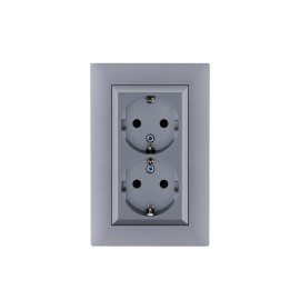 Розетка 2-я Karea RIZZ STAR с заземл. сер. Makel 88065082