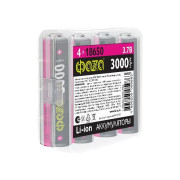 Аккумулятор 18650 3.7В Li-Ion 3000мА.ч без платы защиты PB-4 (уп.4шт) ФАZА 5059863