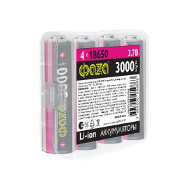 Аккумулятор 18650 3.7В Li-Ion 3000мА.ч без платы защиты PB-4 (уп.4шт) ФАZА 5059863