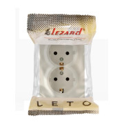 Розетка 2-м ОП LETO с заземл. закрытый корпус ПБТ крем LEZARD 752-0300-127B