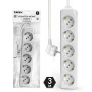 Удлинитель 5х3м с заземл. 10А 3х1.5 TOKOV LIGHT TKL-C01-BU5-3-1.5-Z