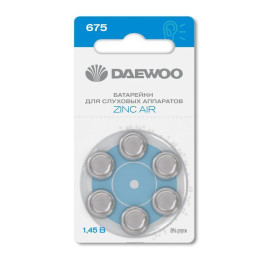 Элемент питания воздушно-цинковый ZA675/PR44 1.45В BL-6 (блист.6шт) для слуховых аппаратов DAEWOO 5060456