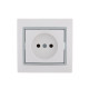 Розетка 1-м СП Mira 16А IP20 без заземл. с сер. вставкой керамика бел. LEZARD 701-0215-121