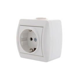 Розетка 1-м ОП Nata 16А IP20 с заземл. керамика бел. LEZARD 710-0200-122