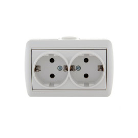 Розетка 2-м ОП Nata 16А IP20 с заземл. керамика бел. LEZARD 710-0200-127