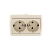 Розетка 2-м ОП Nata 16А IP20 с заземл. керамика крем. LEZARD 710-0300-127