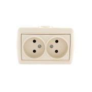 Розетка 2-м ОП Nata 16А IP20 без заземл. керамика крем. LEZARD 710-0300-128