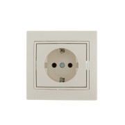 Розетка 1-м СП Mira 16А IP20 с заземл. со вставкой керамика крем. LEZARD 701-0303-122