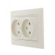 Розетка 2-м СП Mira 16А IP20 без заземл. со вставкой керамика крем. LEZARD 701-0303-128