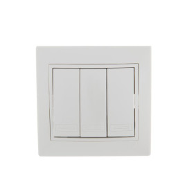 Выключатель 3-кл. СП Mira 10А IP20 с бел.вставкой бел. LEZARD 701-0202-109