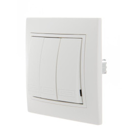 Выключатель 3-кл. СП Mira 10А IP20 с бел.вставкой бел. LEZARD 701-0202-109