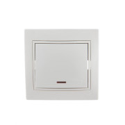 Выключатель 1-кл. СП Mira 10А IP20 с подсветкой с бел. вставкой бел. LEZARD 701-0202-111