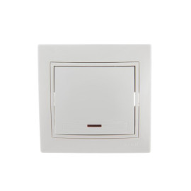 Выключатель 1-кл. СП Mira 10А IP20 с подсветкой с бел. вставкой бел. LEZARD 701-0202-111