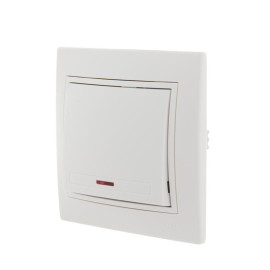 Выключатель 1-кл. СП Mira 10А IP20 с подсветкой с бел. вставкой бел. LEZARD 701-0202-111