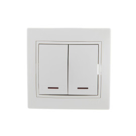 Выключатель 2-кл. СП Mira 10А IP20 с подсветкой с бел. вставкой бел. LEZARD 701-0202-112
