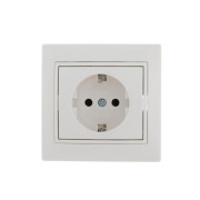 Розетка 1-м СП Mira 16А IP20 с заземл. с бел. вставкой керамика бел. LEZARD 701-0202-122