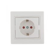 Розетка 1-м СП Mira 16А IP20 с заземл. защ. шторки с бел. вставкой керамика бел. LEZARD 701-0202-124