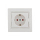 Розетка 1-м СП Mira 16А IP20 с заземл. защ. шторки с бел. вставкой керамика бел. LEZARD 701-0202-124