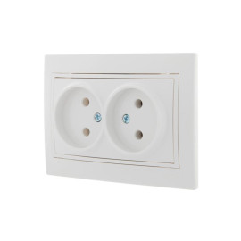 Розетка 2-м СП Mira 16А IP20 без заземл. с бел. вставкой керамика бел. LEZARD 701-0202-128