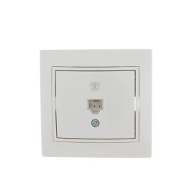 Розетка телефонная 1-м СП Mira RJ11 бел./бел. LEZARD 701-0202-137