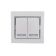 Выключатель 2-кл. СП Mira 10А IP20 с сер. вставкой бел. LEZARD 701-0215-101