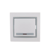 Выключатель 1-кл. СП Mira 10А IP20 с подсветкой с сер. вставкой бел. LEZARD 701-0215-111