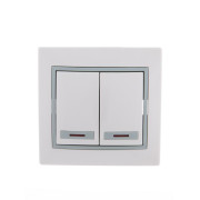 Выключатель 2-кл. СП Mira 10А IP20 с подсветкой с сер. вставкой бел. LEZARD 701-0215-112