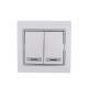 Выключатель 2-кл. СП Mira 10А IP20 с подсветкой с сер. вставкой бел. LEZARD 701-0215-112