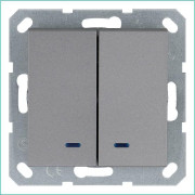 Выключатель 2-кл. 10А IP20 с подсветкой механизм алюм. Jasmart G3023NS