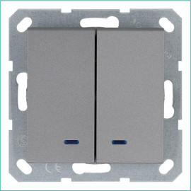 Выключатель 2-кл. 10А IP20 с подсветкой механизм алюм. Jasmart G3023NS