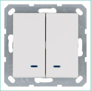 Выключатель 2-кл. 10А IP20 с подсветкой механизм бел. глянцевый Jasmart G3023NW