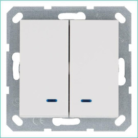 Выключатель 2-кл. 10А IP20 с подсветкой механизм бел. глянцевый Jasmart G3023NW