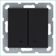 Выключатель 2-кл. 10А IP20 с подсветкой механизм черн. матовый soft touch Jasmart G3023NPB