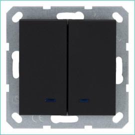 Выключатель 2-кл. 10А IP20 с подсветкой механизм черн. матовый soft touch Jasmart G3023NPB