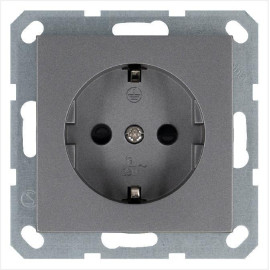 Розетка 1-м Shuko 16А IP20 с заземл. защ. шторки механизм алюм. Jasmart G5501S