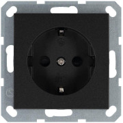 Розетка 1-м Shuko 16А IP20 с заземл. защ. шторки механизм антрацит Jasmart G5501B