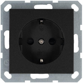 Розетка 1-м Shuko 16А IP20 с заземл. защ. шторки механизм антрацит Jasmart G5501B