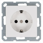 Розетка 1-м Shuko 16А IP20 с заземл. защ. шторки механизм бел. глянцевый Jasmart G5501W