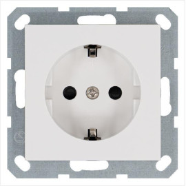 Розетка 1-м Shuko 16А IP20 с заземл. защ. шторки механизм бел. глянцевый Jasmart G5501W